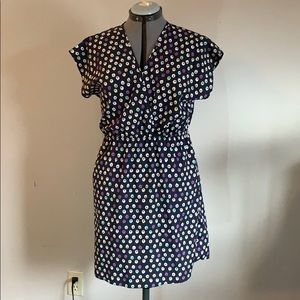 Multicolored blue dress with geometric pattern